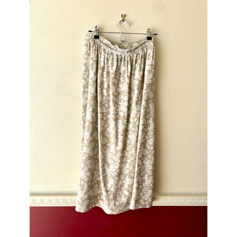 Gina Peters Vintage Floral Maxi Skirt Strapless Dress Beige White Rayon Medium - Picture 11 of 13